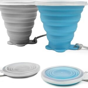 Vaso plegable silicona, con tapa 260ml (2 unds)